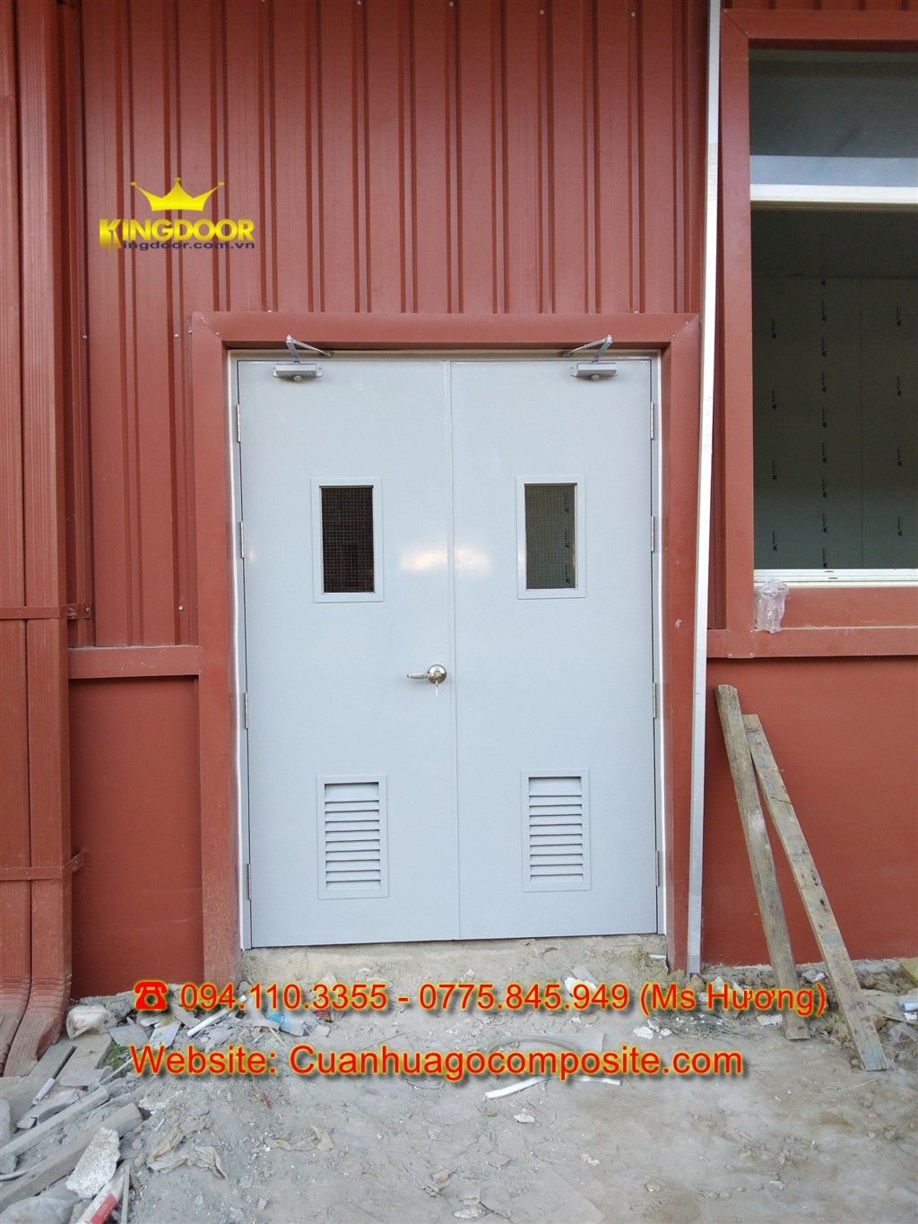 Mẫu cửa đôi théo chống cháy 120 phút - Ô lá sách và ô kính lưới chống cháy Cửa thép chống cháy